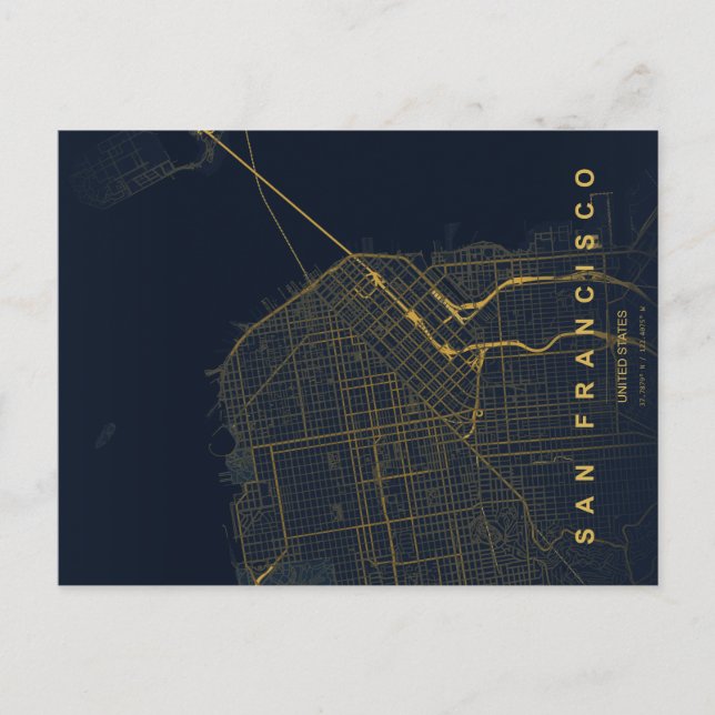San Francisco City Map Minimal Postcard (Front)