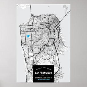 San Francisco City Map + Your Location Poster