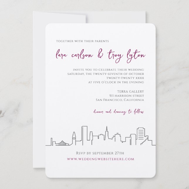 San Francisco City Skyline Wedding Invitation (Front)