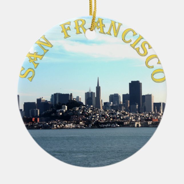 San Francisco City View from the Bay Ceramic Tree Decoration (Front)