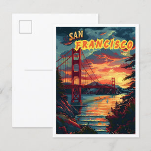 San Francisco Classic Art Retro Vintage Travel Postcard