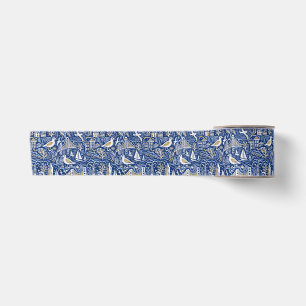 San Francisco Coastal Cityscape in Navy & Gold Satin Ribbon