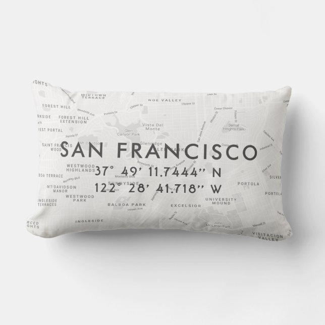 San Francisco Custom Map | Light Grey Lumbar Cushion (Front)