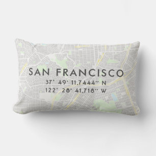 San Francisco Custom Map Subtle Hues Lumbar Cushion