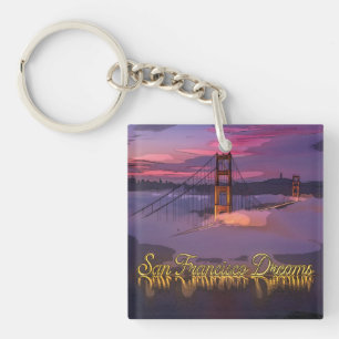 "San Francisco Dreams" Golden Gate Bridge Sunset Key Ring