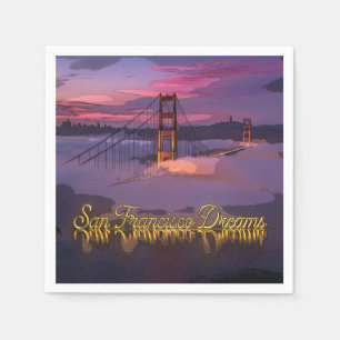 "San Francisco Dreams" Golden Gate Bridge Sunset Napkin