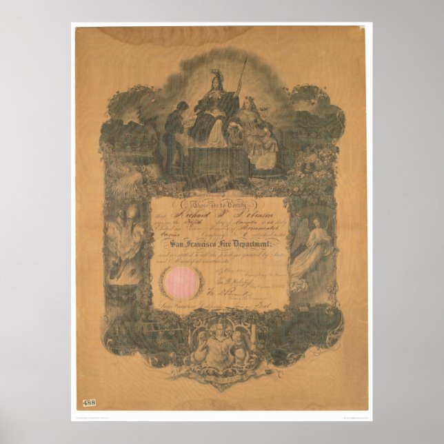 San Francisco Fire Department Certificate (1481A) Poster (Front)