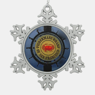 San Francisco Fishermans Wharf #2 Snowflake Pewter Christmas Ornament