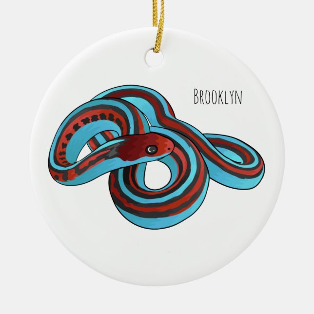 San Francisco garter snake cartoon illustration  Ceramic Tree Decoration (Front)