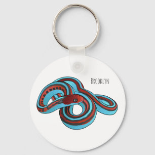 San Francisco garter snake cartoon illustration Key Ring