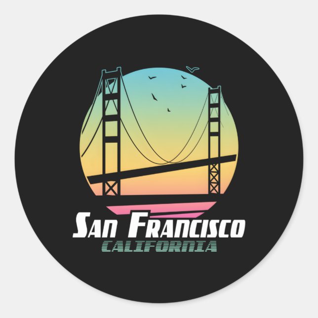 San Francisco Gold Gate Bridge Classic Round Sticker (Front)