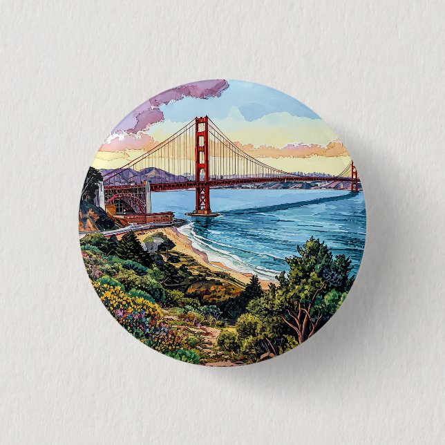 San Francisco Golden Gate Bridge 3 Cm Round Badge (Front)