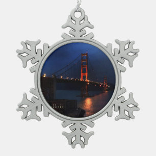 San Francisco Golden Gate Bridge #6 Snowflake Pewter Christmas Ornament