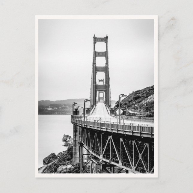 San Francisco Golden Gate Bridge Black & White Postcard (Front)