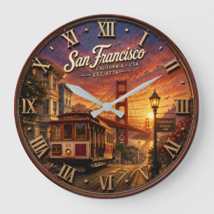 San Francisco Golden Gate Bridge California  Large Clock
