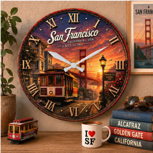 San Francisco Golden Gate Bridge California Large Clock