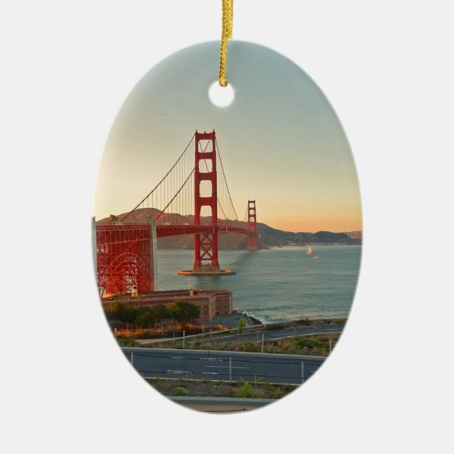 San Francisco Golden Gate Bridge Ceramic Tree Decoration (Front)