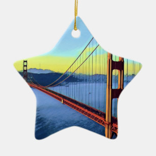 San Francisco - GOLDEN GATE - Bridge Ceramic Tree Decoration