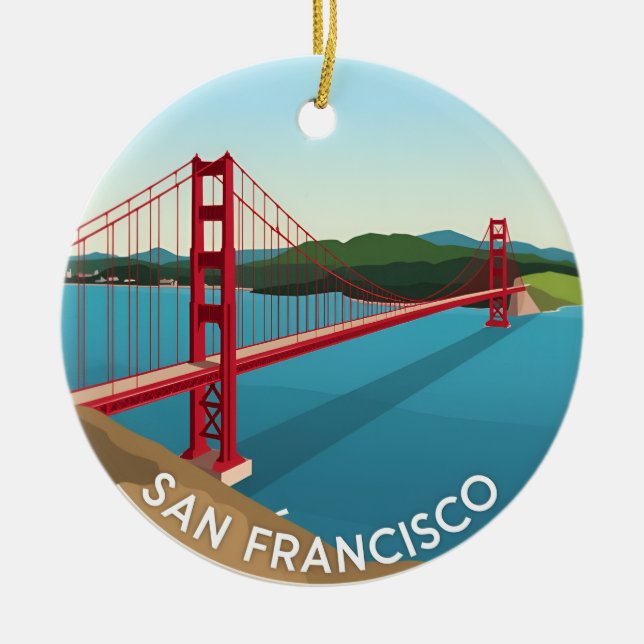 San Francisco Golden Gate Bridge Ceramic Tree Decoration (Front)