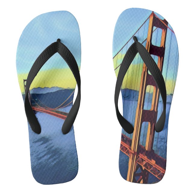 San Francisco - GOLDEN GATE - Bridge Flip Flops (Footbed)