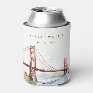 San Francisco Golden Gate Bridge Landscape Wedding Can Cooler