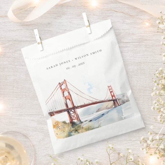San Francisco Golden Gate Bridge Landscape Wedding Favour Bags (Clipped)