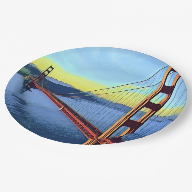 San Francisco - GOLDEN GATE - Bridge Paper Plate (Angled)