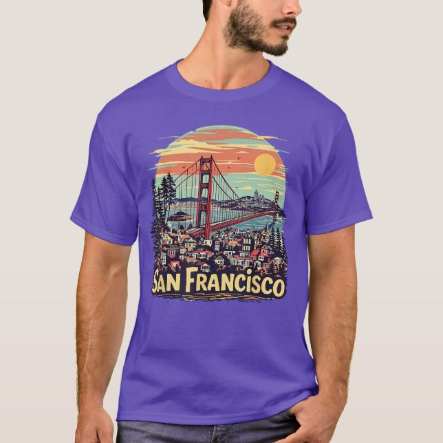 San Francisco Golden Gate Bridge Retro Souvenir Vi T-Shirt (Front)