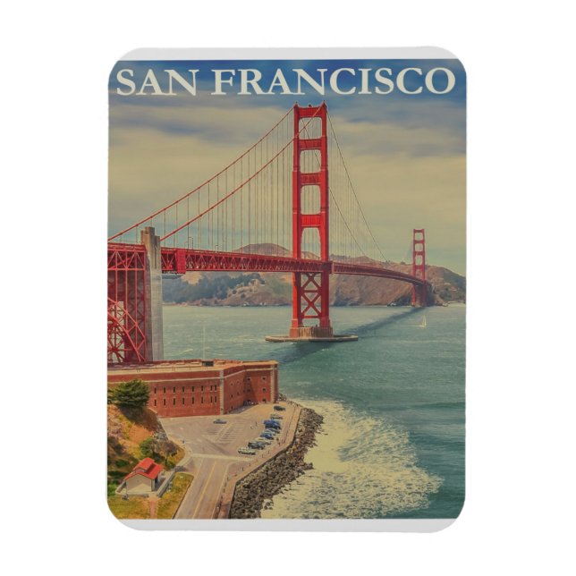 San Francisco Golden Gate Bridge Retro Vintage Magnet (Vertical)