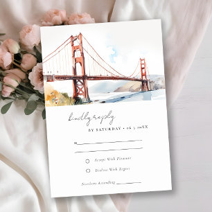 San Francisco Golden Gate Bridge Scape Wedding RSVP Card