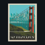 San Francisco | Golden Gate Bridge Skyline Postcard<br><div class="desc">Anderson Design Group is an award-winning illustration and design firm in Nashville,  Tennessee. Founder Joel Anderson directs a team of talented artists to create original poster art that looks like classic vintage advertising prints from the 1920s to the 1960s.</div>