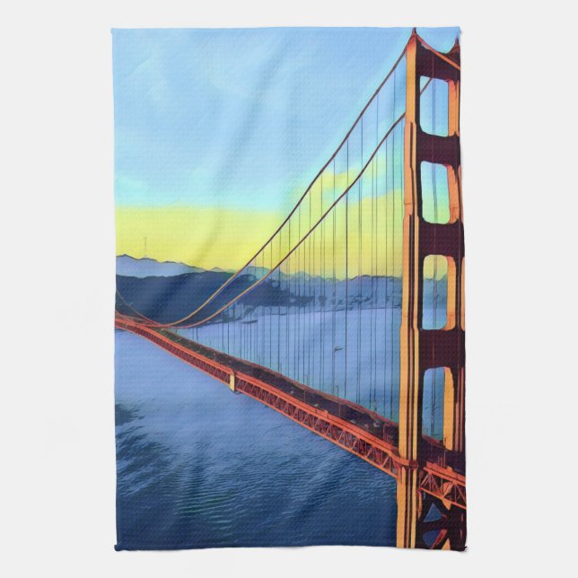 San Francisco - GOLDEN GATE - Bridge Tea Towel (Vertical)