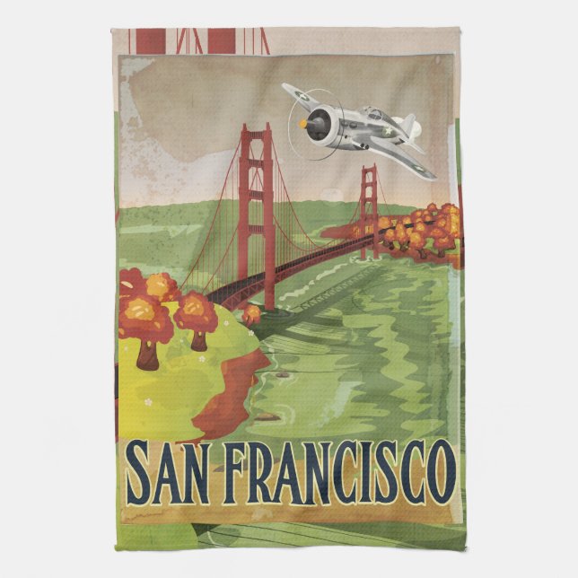 San Francisco Golden Gate Bridge Tea Towel (Vertical)
