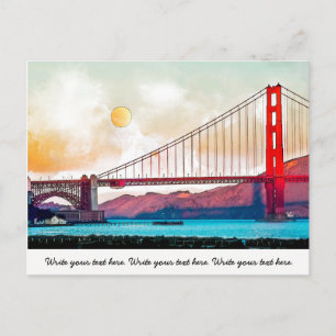 San Francisco Golden Gate Bridge. USA, America Postcard