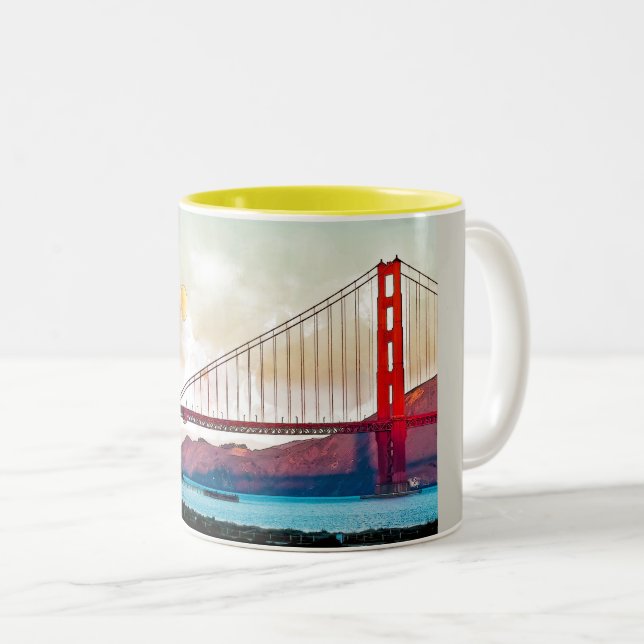 San Francisco Golden Gate Bridge. USA, America Two-Tone Coffee Mug (Front Right)