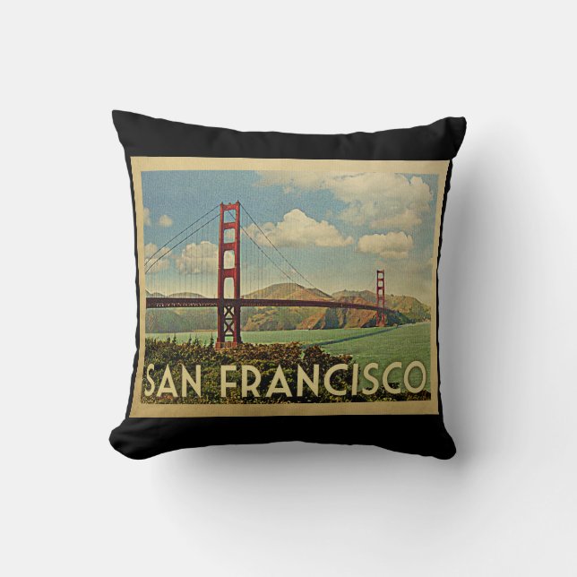 San Francisco Golden Gate Bridge Vintage Travel Cushion (Front)