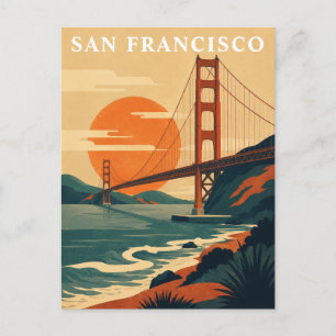 San Francisco Golden Gate Bridge Vintage Travel Postcard