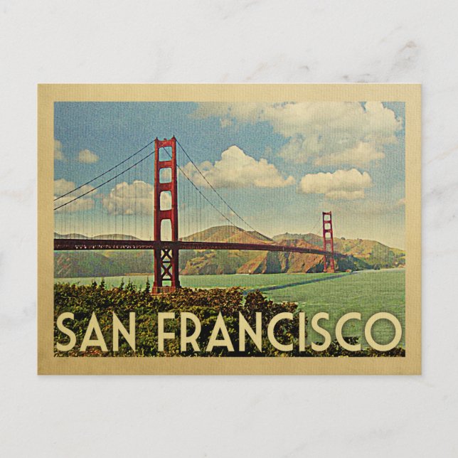 San Francisco Golden Gate Bridge Vintage Travel Postcard (Front)
