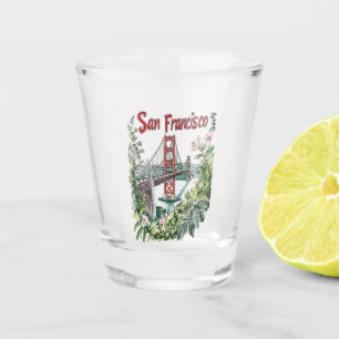 San Francisco Golden Gate Bridge Watercolor Design Shot Glass
