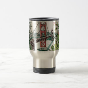 San Francisco Golden Gate Bridge Watercolor Design Travel Mug