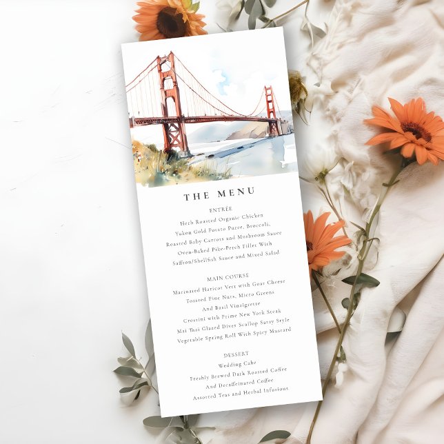 San Francisco Golden Gate Bridge Wedding Menu Card (Creator Uploaded)