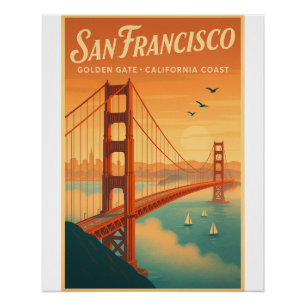 San Francisco Golden Gate – Retro Travel Art Poster