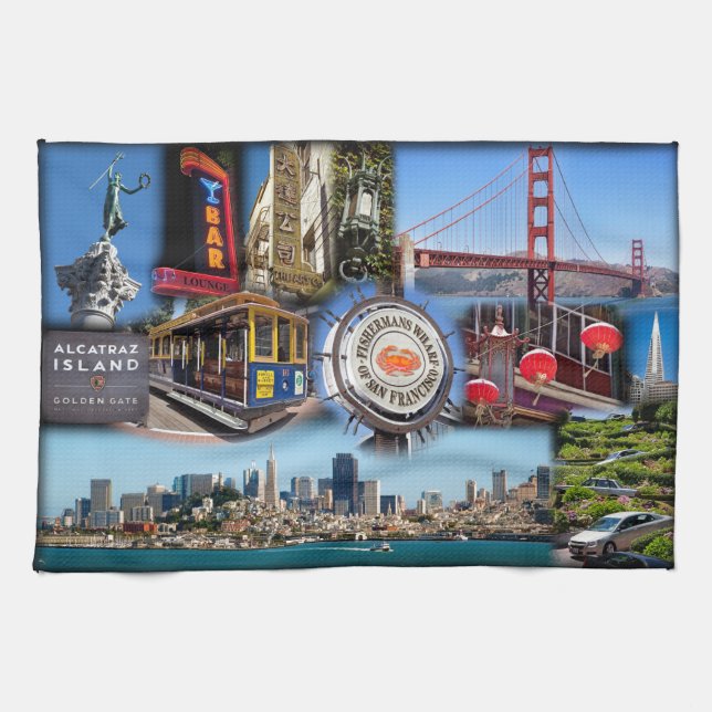 San Francisco Iconic Attractions Tea Towel (Horizontal)