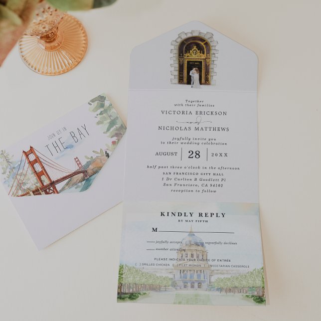 San Francisco Illustrated Wedding All In One Invitation (Creator Uploaded)