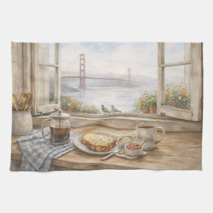San Francisco Kitchen Watercolor Golden Gate Tea Towel