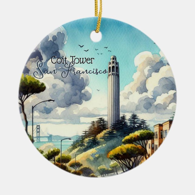San Francisco Landmark Souvenir Ceramic Tree Decoration (Front)