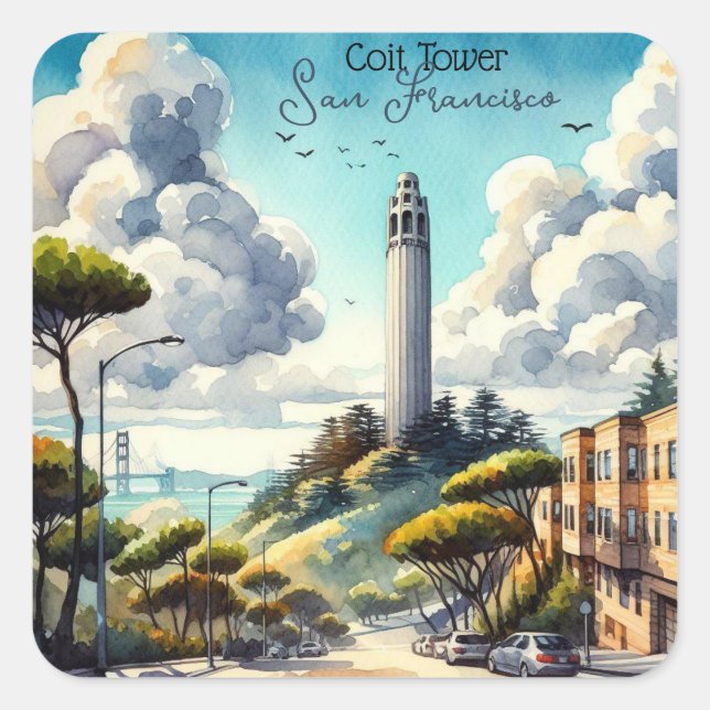 San Francisco Landmark Souvenir Square Sticker (Front)
