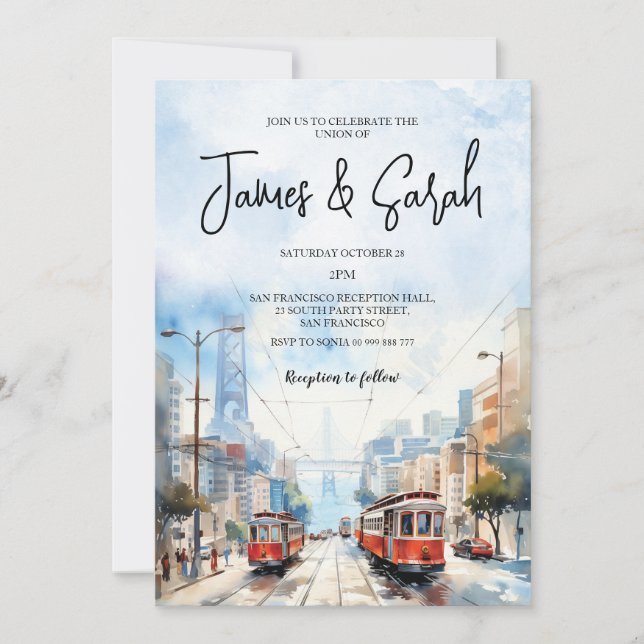 San Francisco Landscape Wedding Destination Invitation (Front)