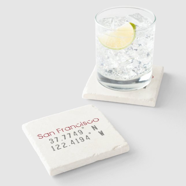 San Francisco Latitude Longitude Stone Coaster (Side)