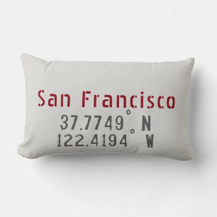 San Francisco Latitude Longitude Throw Pillow